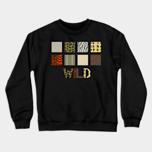 Wild Animal Print Blocks with Text Crewneck Sweatshirt